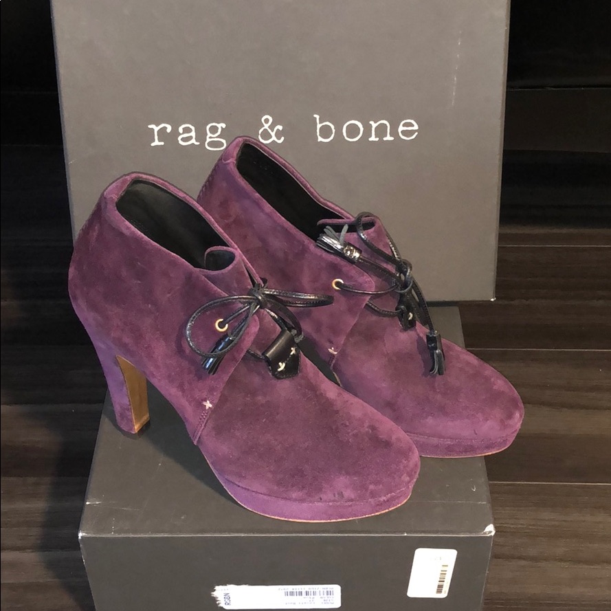 Rag & Bone Purple Suede Ankle Booties Sz 37/7